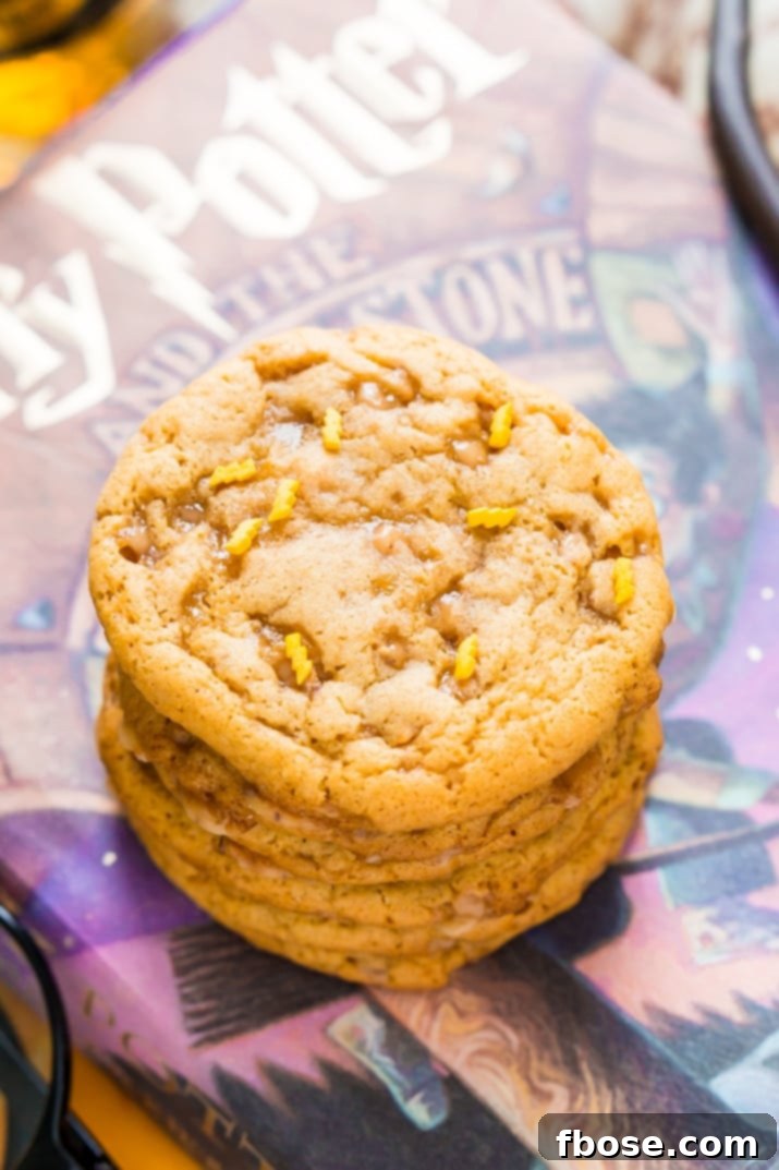 These Harry Potter inspired Butterbeer Pudding Cookies are a sweet old-fashioned blend of vanilla and butterscotch loaded up with toffee bits. Baked to perfection with a soft chewy center and lightly crisp edges, they won't last long!