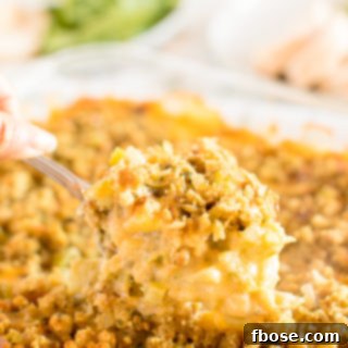 Broccoli Cheese Casserole is a wholesome, comforting side dish that’ll compliment any meal. Made with broccoli florets, creamy soups, cheddar cheese, and herb stuffing, try making and sharing it at your next get-together!