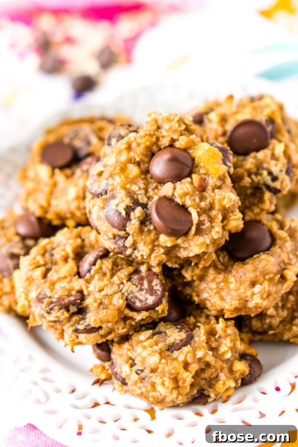 Peanut Butter Banana Oatmeal Cookies on plate.