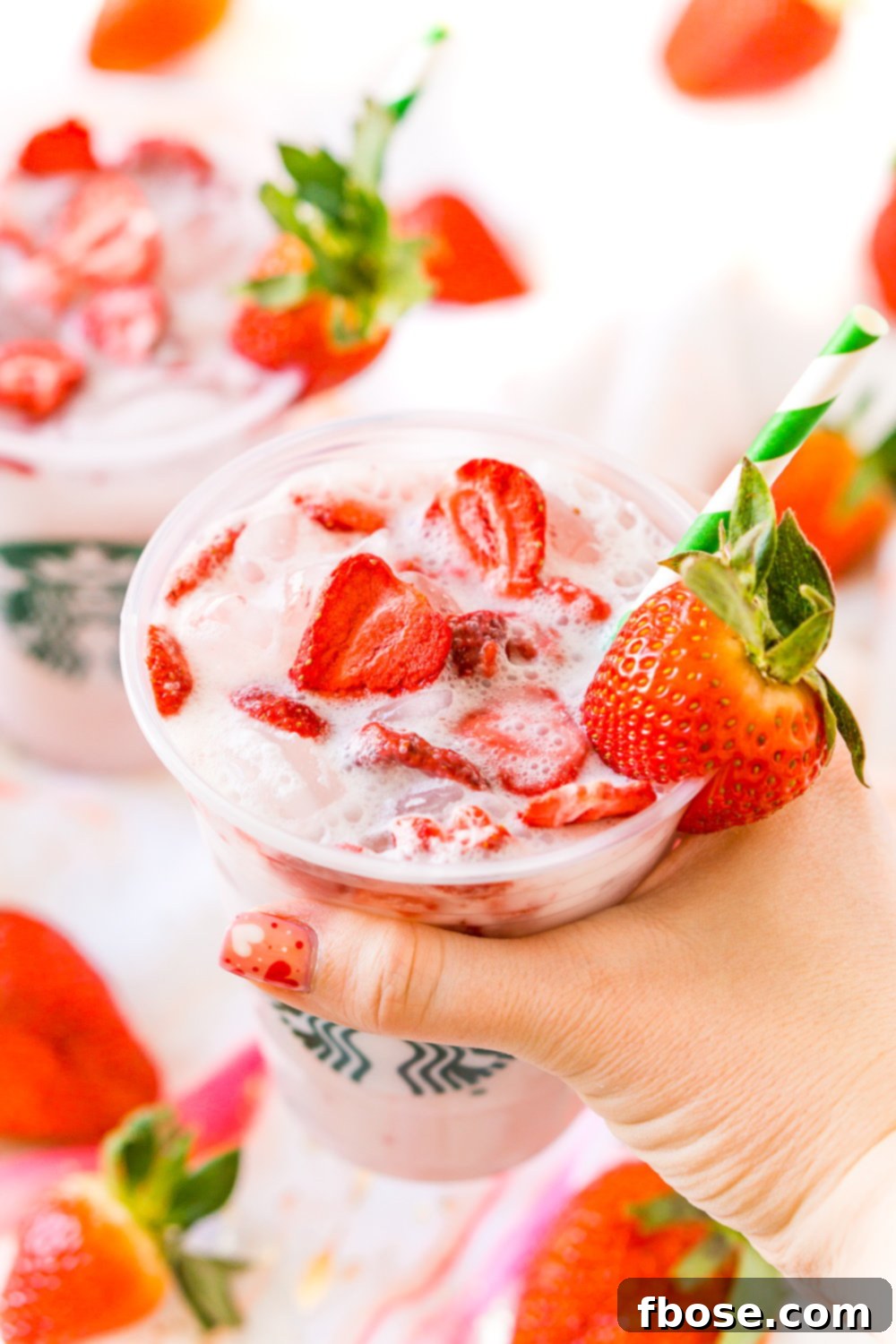 A close-up of the finished homemade Starbucks Pink Drink, ready to be enjoyed.