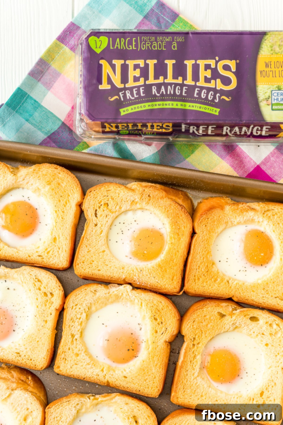 Baked Sheet Pan Egg in a Hole, perfectly golden and cooked.