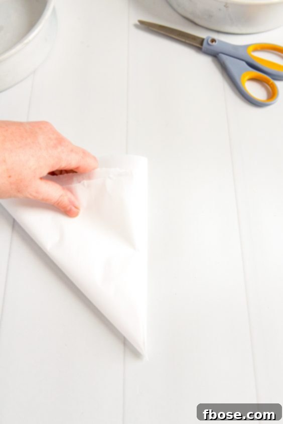 Parchment paper folded into a triangle.