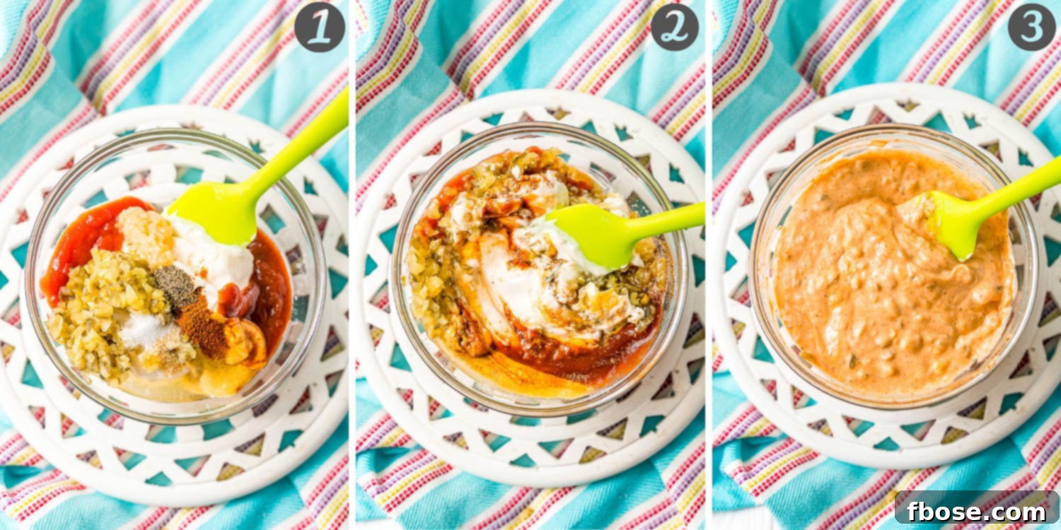 Step by step photo collage for how to make burger sauce.