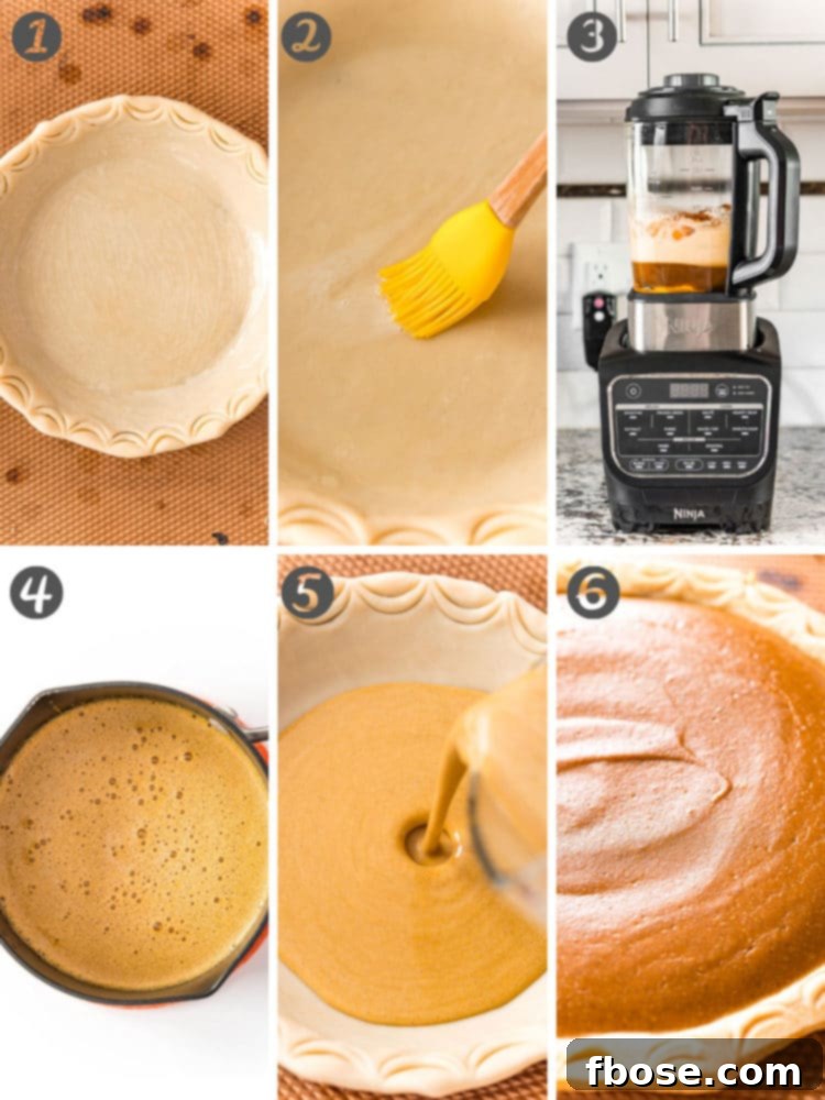 The Ultimate Pumpkin Pie 4 A step-by-step photo collage illustrating the process of making a delicious homemade pumpkin pie.