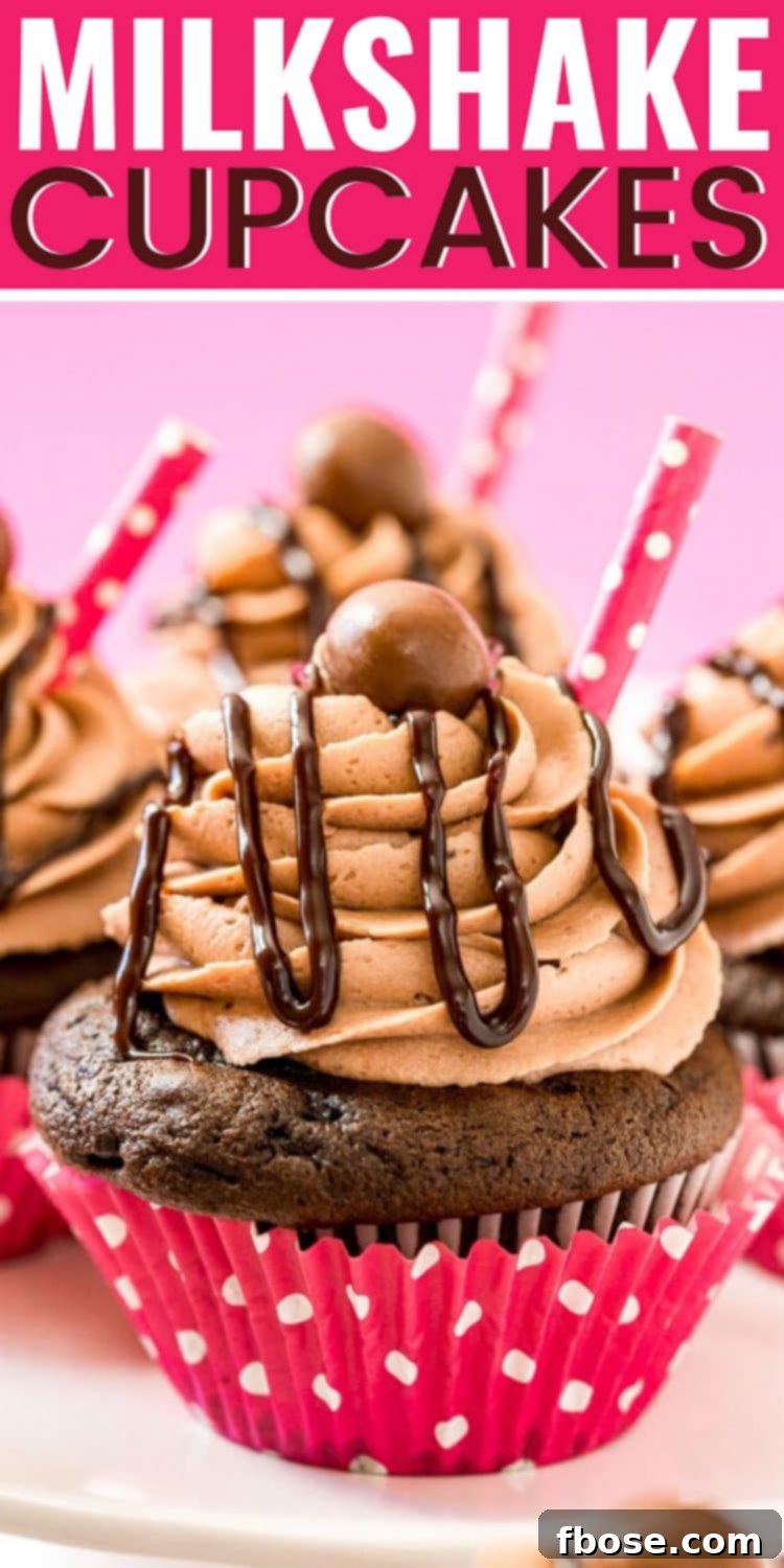 Chocolate Milkshake Cupcake elegantly garnished with a charming paper straw, signifying its delightful drink-inspired theme.