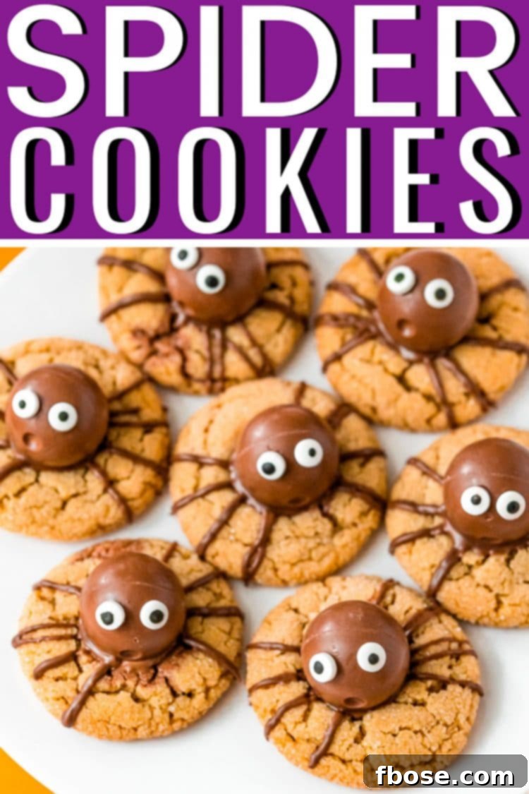 Seven Spider Cookies with Bold Texted Label