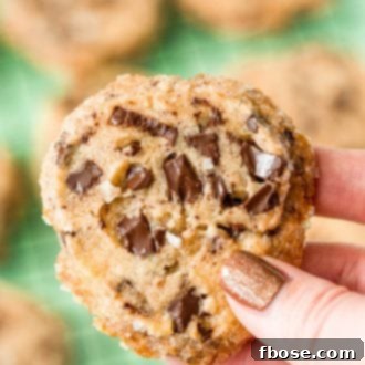 Woman's hand holding The Cookie (chocolate chip shortbread).