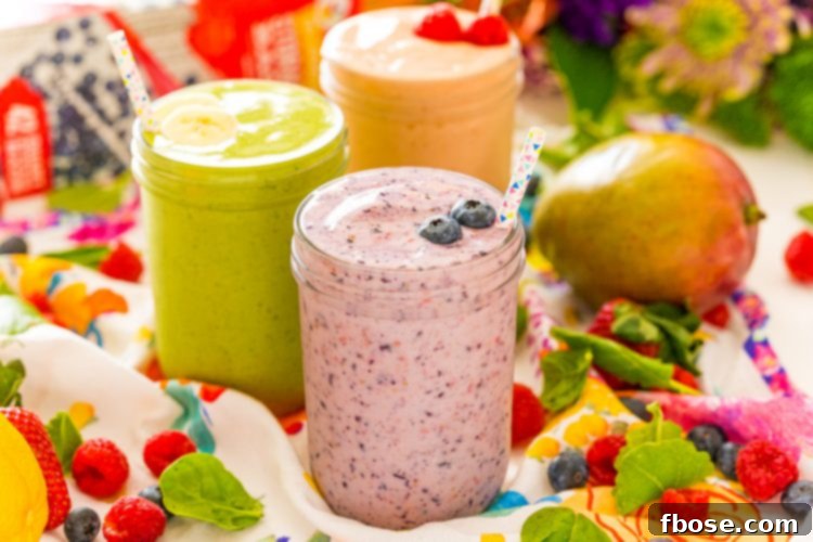 Smoothies in wide mouth jars.