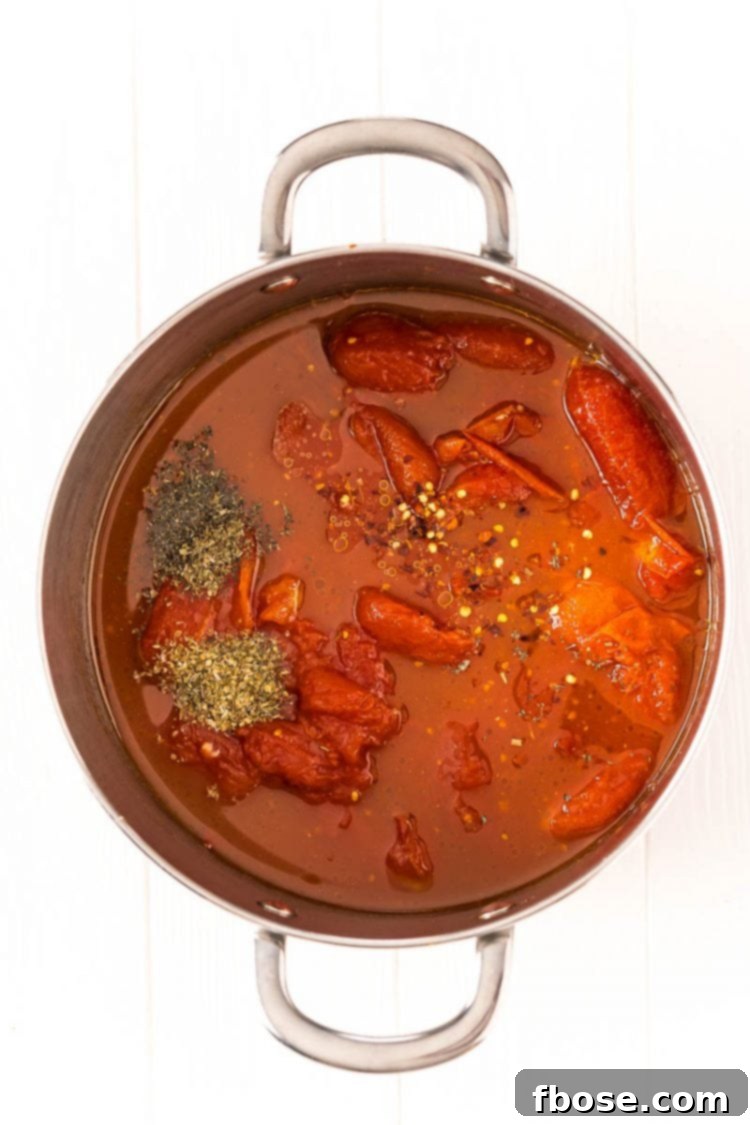 Signature Marinara 5 Ingredients to make marinara sauce in a large saucepan.