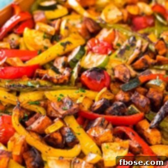 Roasted vegetables on a sheet pan.