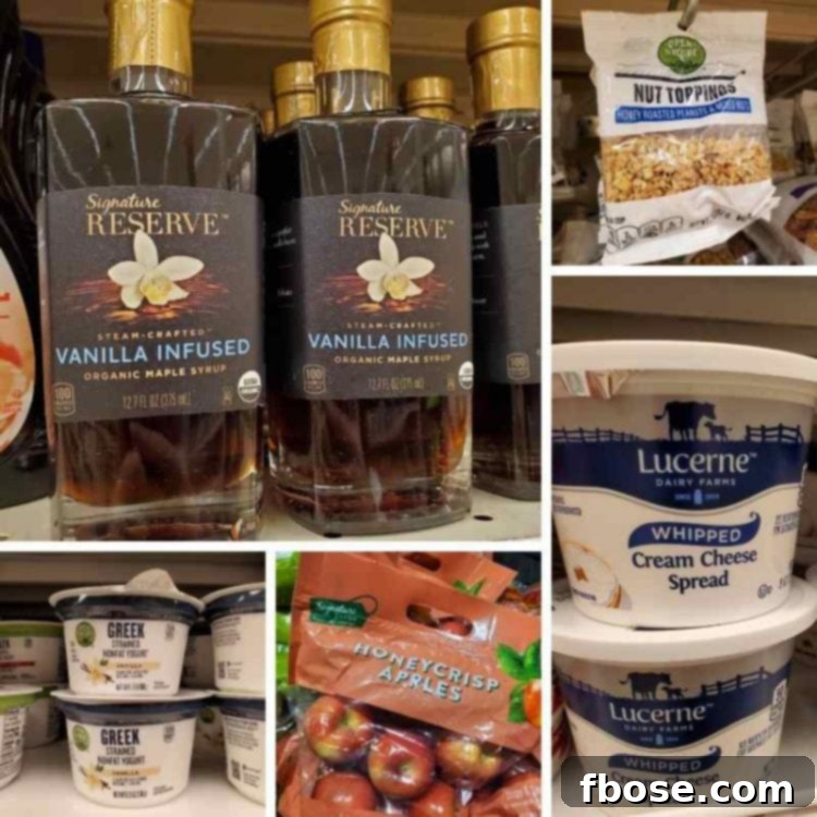 A vibrant photo collage showcasing various ingredients conveniently available on the shelves of Shaw's Supermarket, highlighting the wide selection of products.