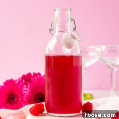 Ruby Raspberry Elixir 7 Homemade Raspberry Simple Syrup in a bottle