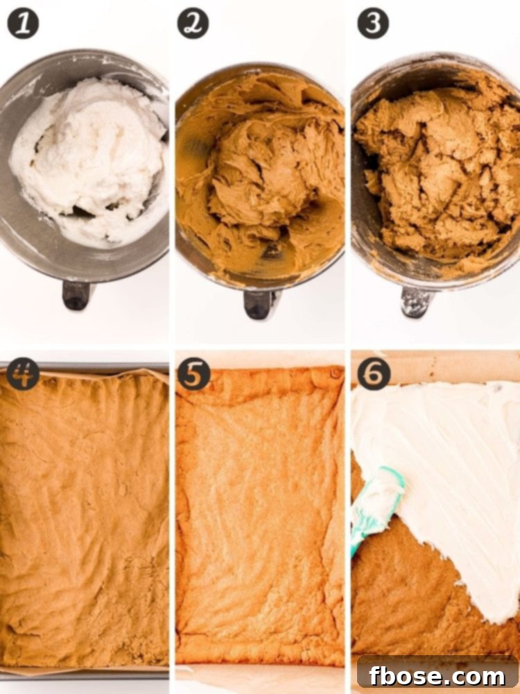 Step-by-step photo collage showing how to make gingerbread bars.