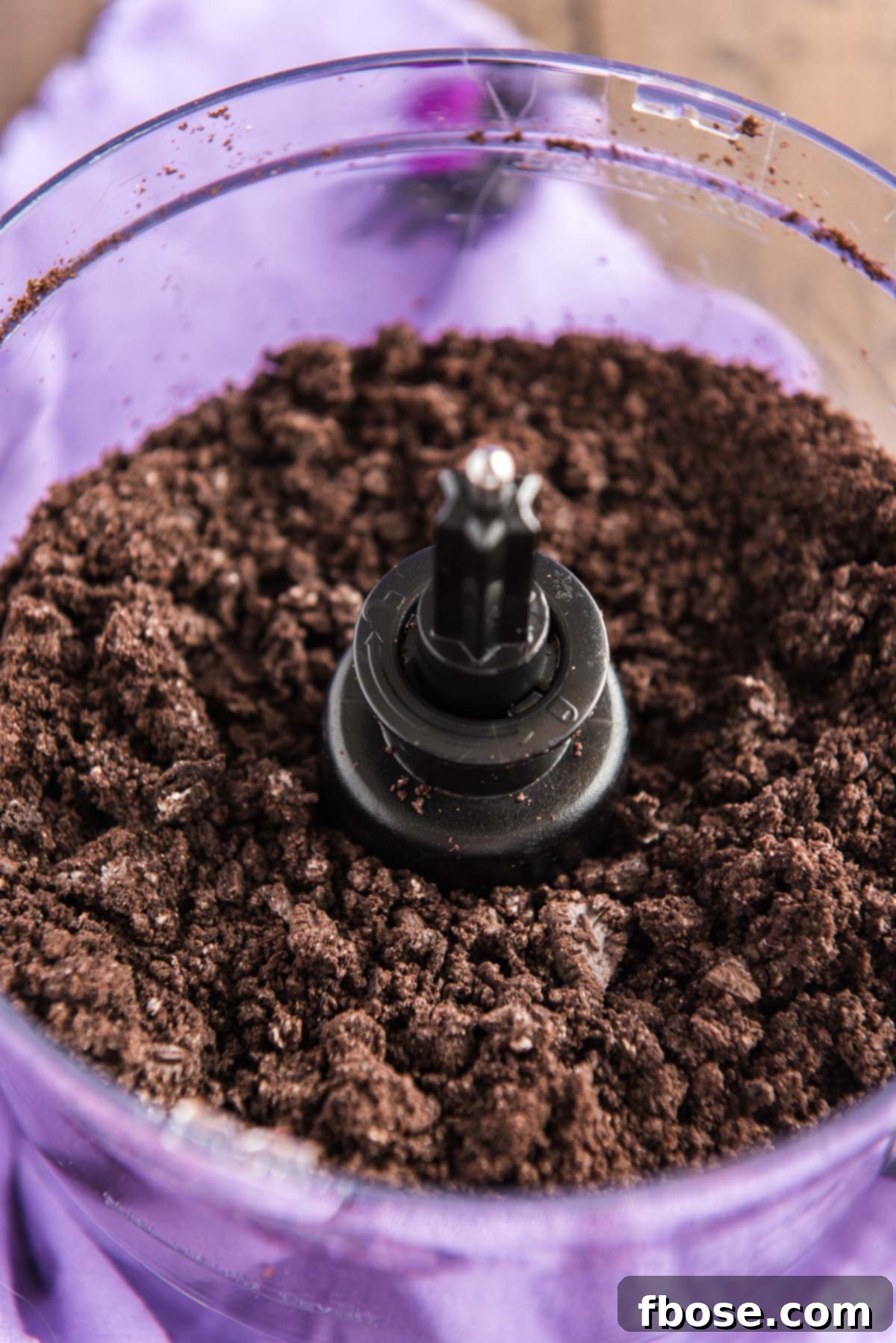 Oreos crushed in a food processor.