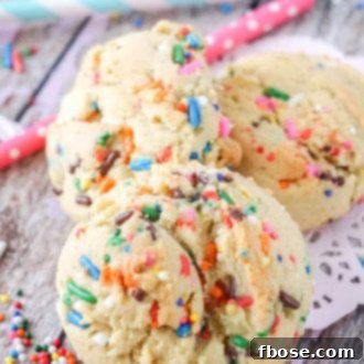 Three Birthday Cake Pudding Cookies with Sprinkles