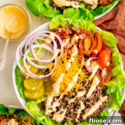 Overhead photo of a burger bowl.