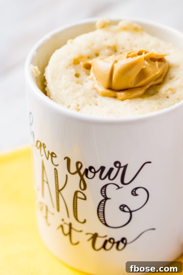 Quick Peanut Butter Oatmeal Mug Cake 3 This Peanut Butter & Oatmeal Mug Cake is a simple and fast, sweet and salty fix for dessert or breakfast, it's ready in just 5 minutes!