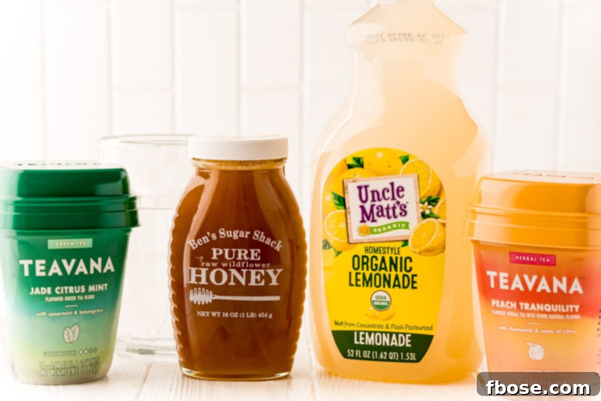 Ingredients for making Starbucks Medicine Ball Tea at home, neatly arranged for preparation.