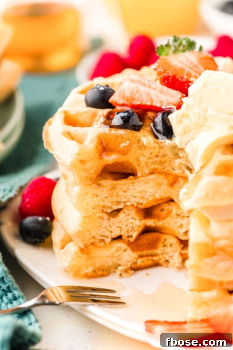 Authentic Belgian Waffles 6 Belgian waffles that have been sliced into.