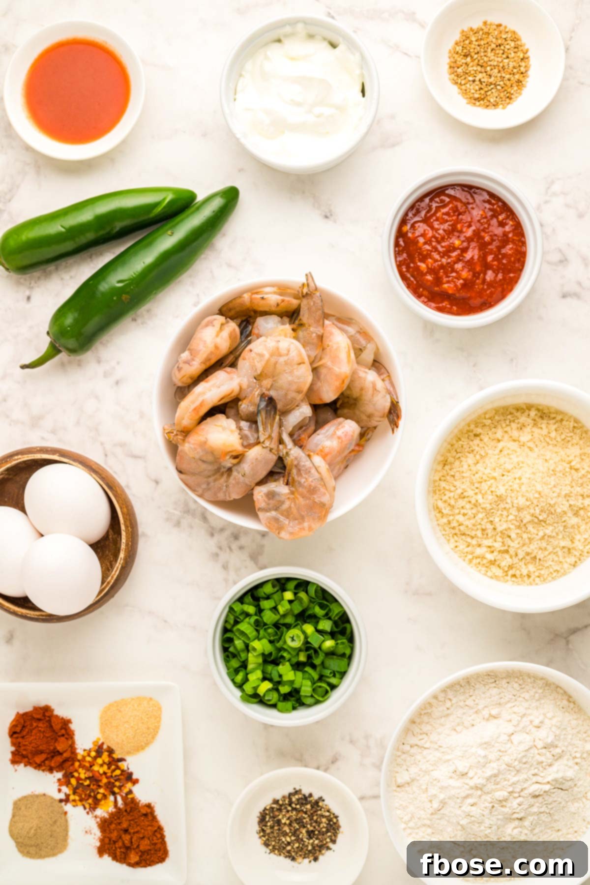Ingredients to make crispy air fryer shrimp.