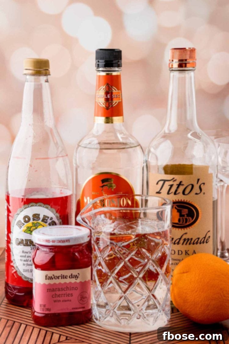 Ingredients to make a Dirty Shirley cocktail.