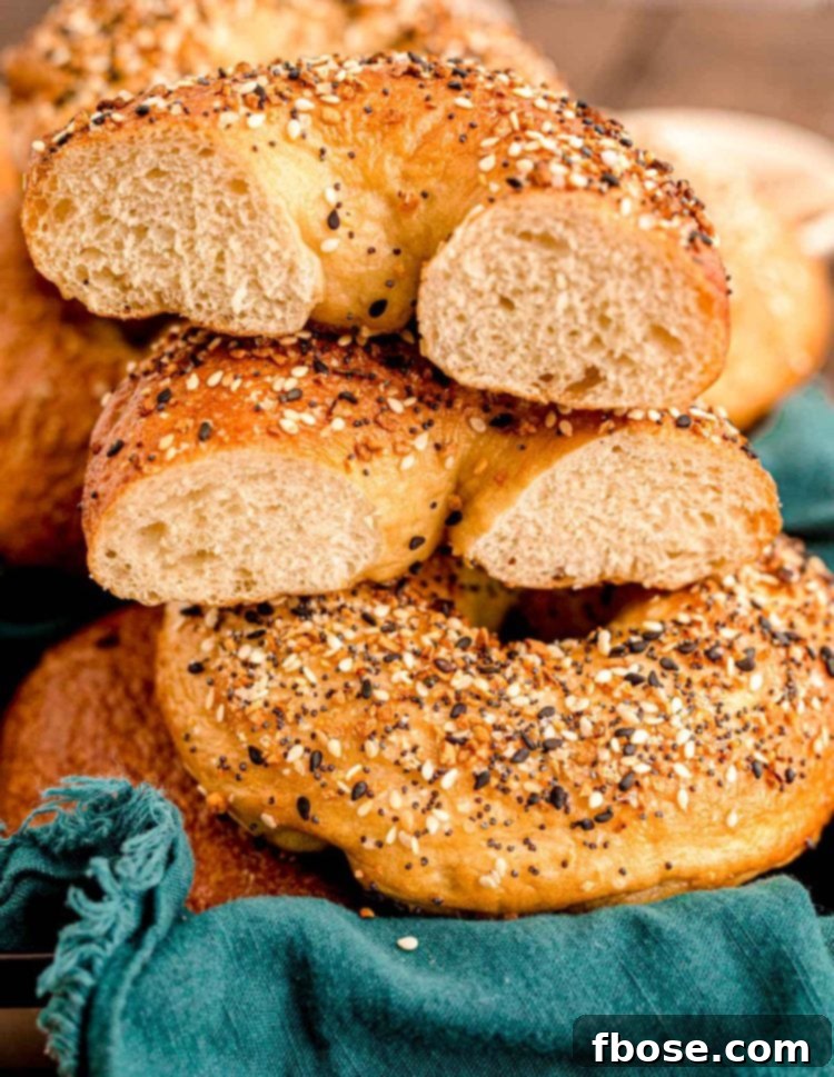 Crafting Your Own Bagels 7 Bagel sliced in half to show texture.