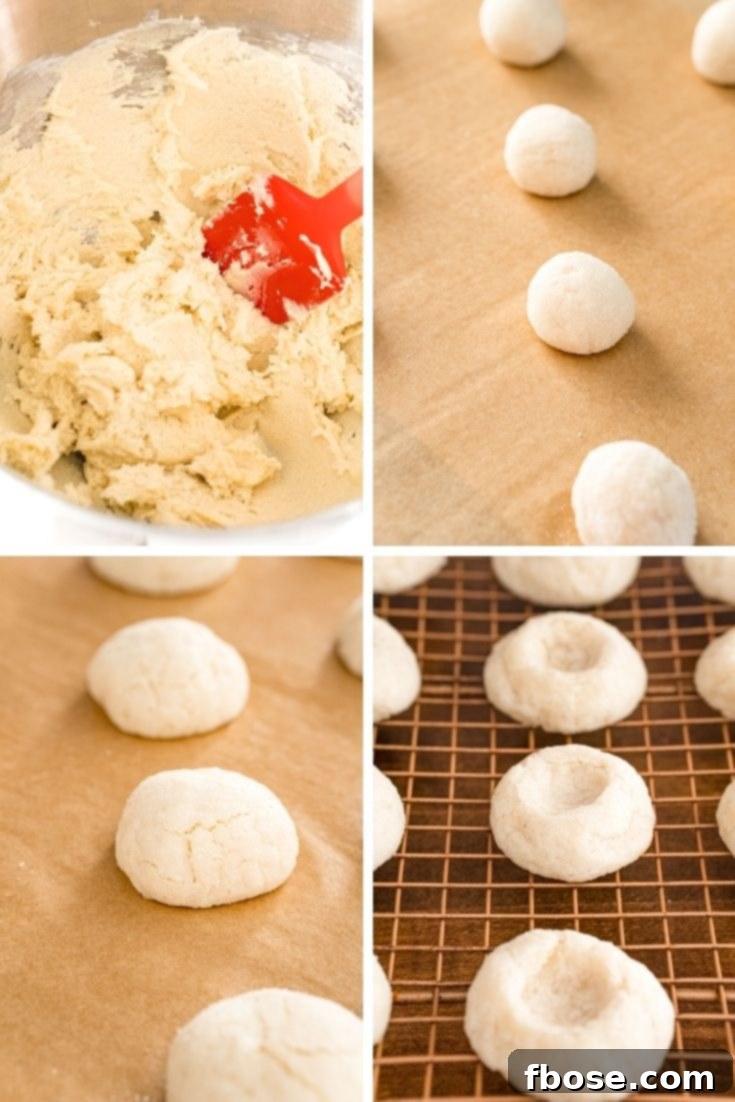 A photo collage demonstrating the step-by-step process of making easy cherry cheesecake cookies.