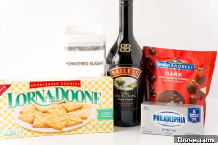 Ingredients to make Bailey's truffles on a white table.