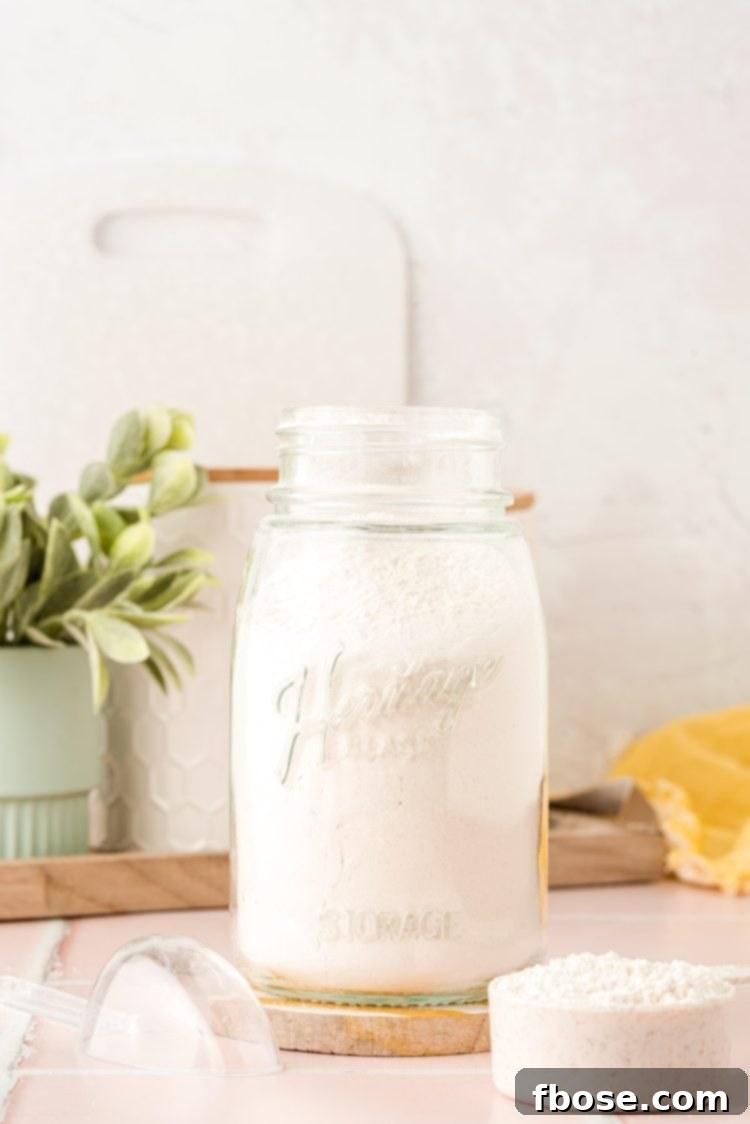 heat treated flour in a large mason jar.