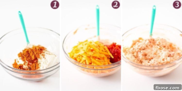 Step by step photo collage showing how to make boat dip.