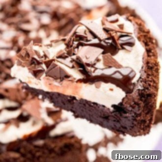 A slice of Mississippi Mud Pie being served.