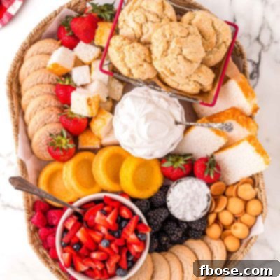 Overhead photo of a build your own shortcake charcuterie board.