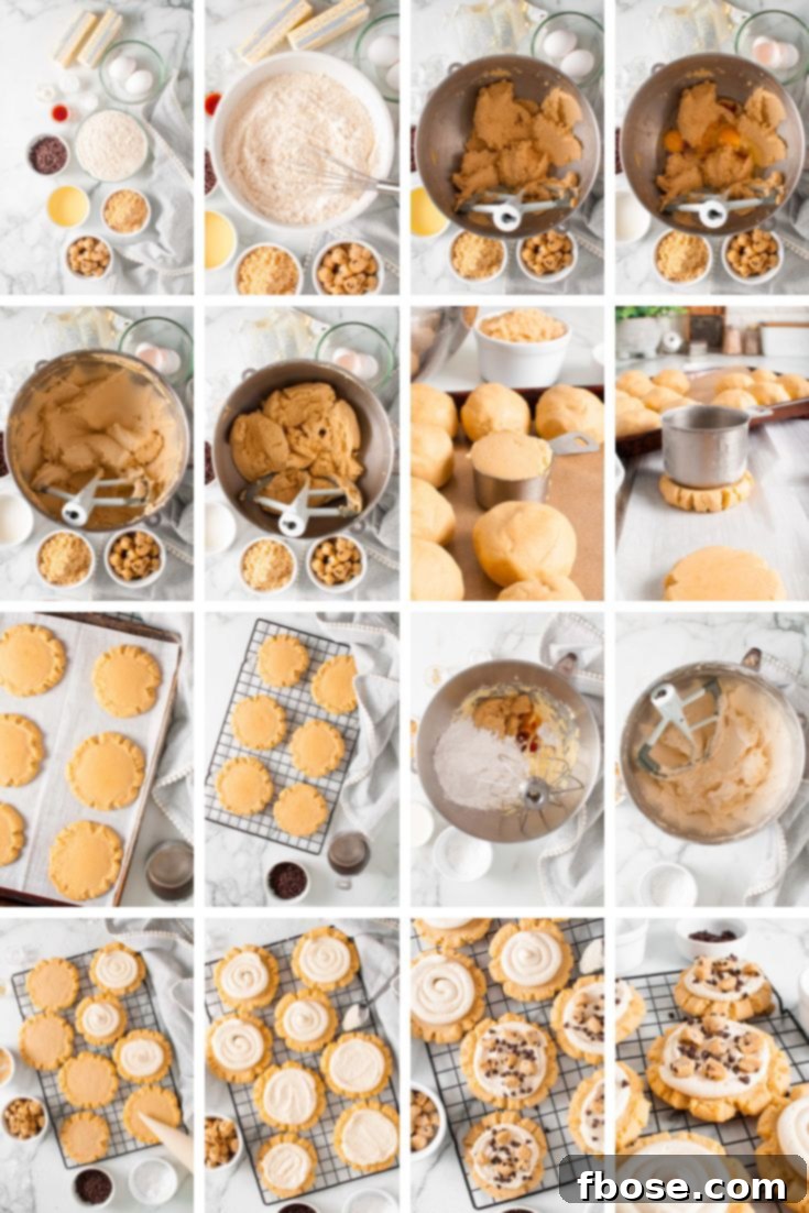 Step by step photo collage showing how to make copycat crumbl cookie dough cookies.
