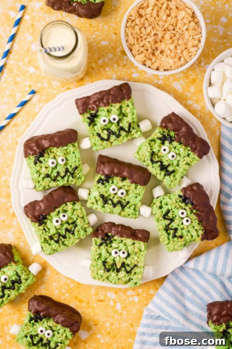 Frankenstein decorated rice krispie treats.