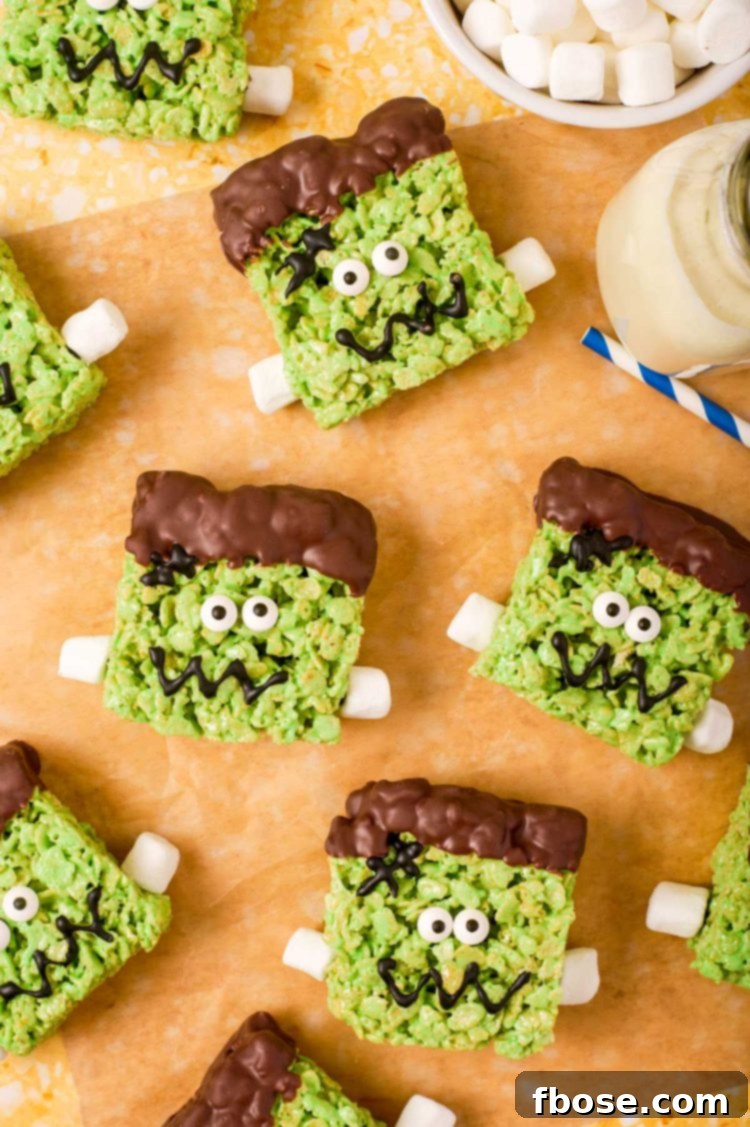 Frankenstein decorated rice krispie treats.
