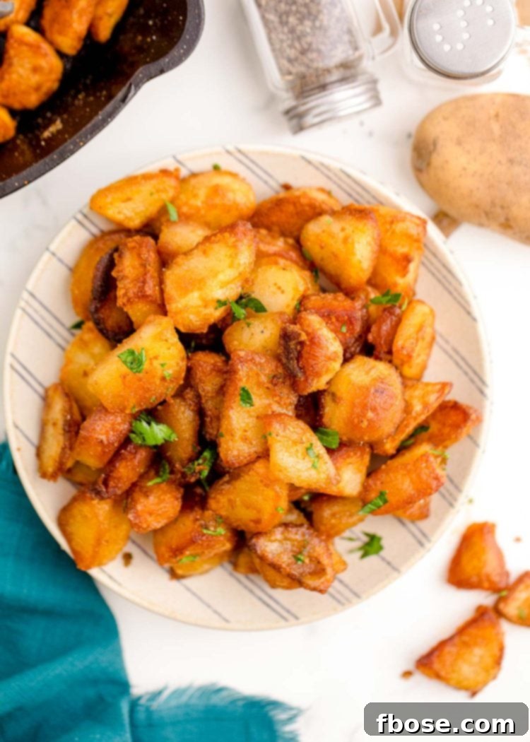 A plate full of duck fat potatoes.
