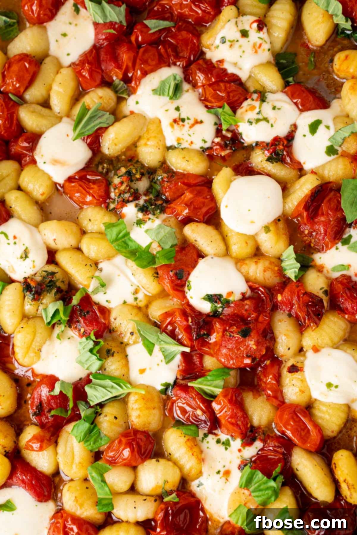 TikTok baked gnocchi on a sheet pan, ready to serve.