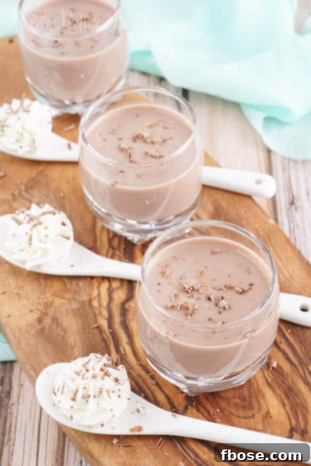 Rich and creamy Chocolate Cream Pie Shots in small glasses