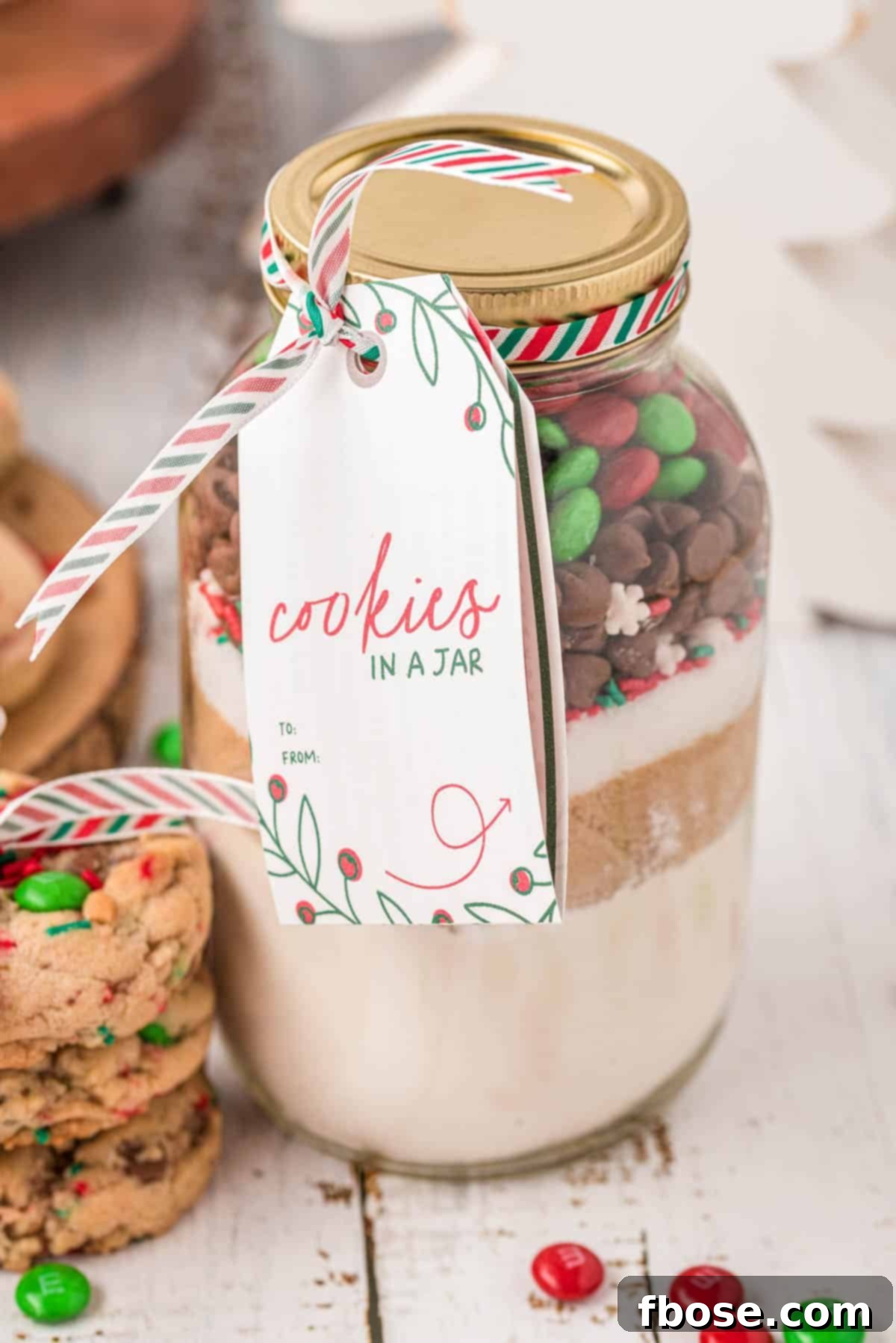 Holiday Cheer Cookie Jars 3 Cookies in a jar mix on a white wood table, ready for gifting or baking.