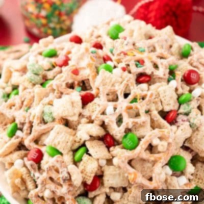 Christmas Chex Snack Mix in a bowl.