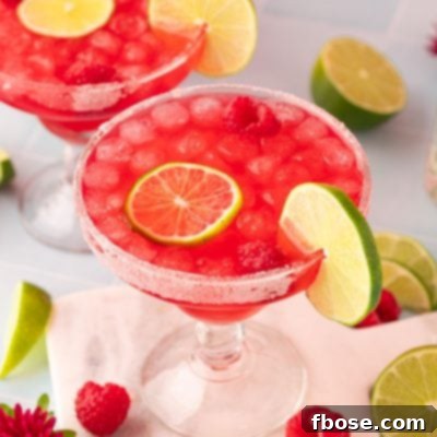 Raspberry margarita on a marble coaster.