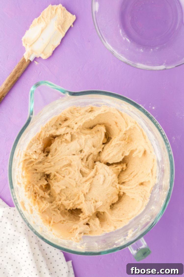 Smooth, unadorned cookie dough resting in a mixing bowl, perfectly prepared for dividing and flavoring.