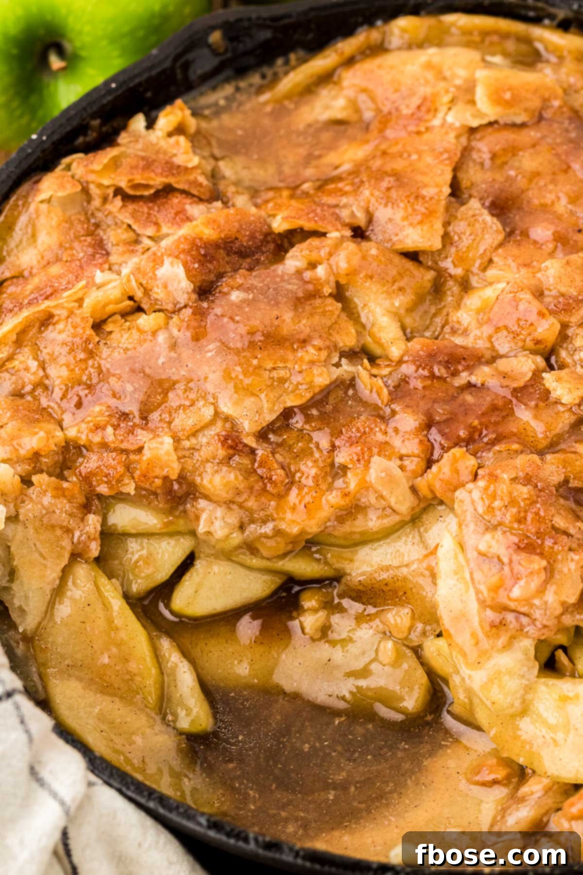 Apple pan dowdy in a cast iron pan.