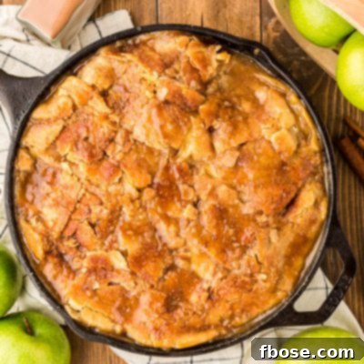 Apple pandowdy in a cast iron pan.