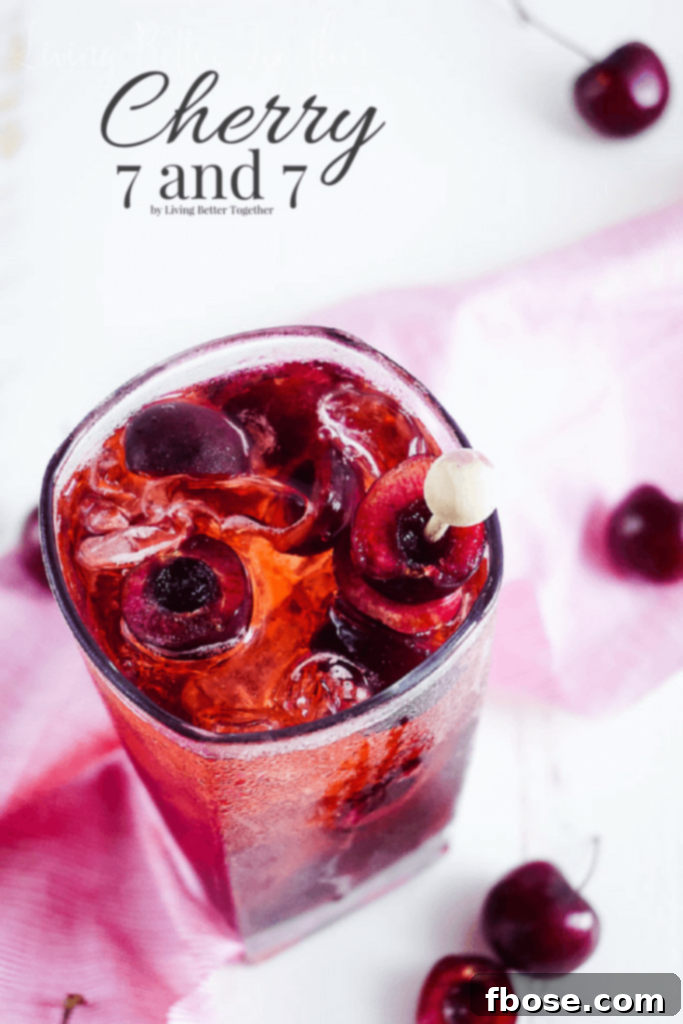 This Cherry 7 and 7 is a fun summer twist on the classic whiskey cocktail!