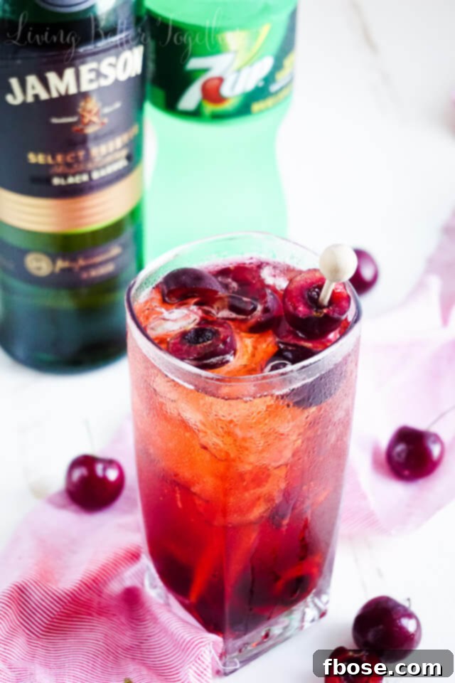 This Cherry 7 and 7 is a fun summer twist on the classic whiskey cocktail!