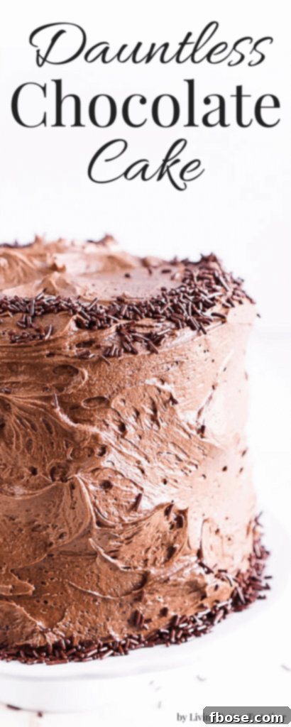 This Dauntless Chocolate Cake, also known as Black Magic Cake, is inspired by the Divergent Series and features three layers of moist chocolate cake wrapped in The Best Chocolate Buttercream for a truly decadent dessert!