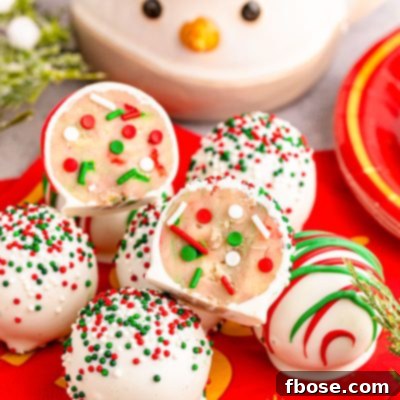 Sugar Cookie truffles on a red plate, one split in half to show inside.