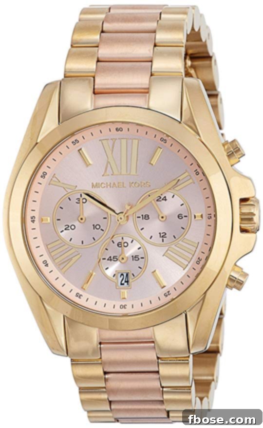 Michael Kors Bradshaw Two-Tone Stainless Steel Watch, a statement piece for timeless elegance and luxury.