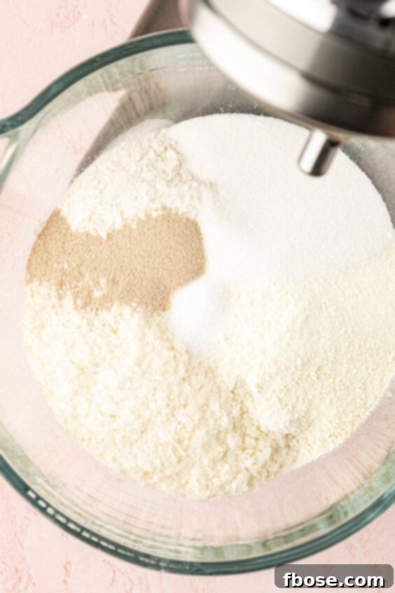 Dry ingredients in a mixing bowl.